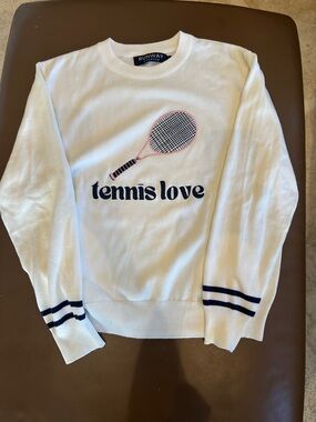 Runway Athletics "Tennis Love" White Crewneck Sweater
